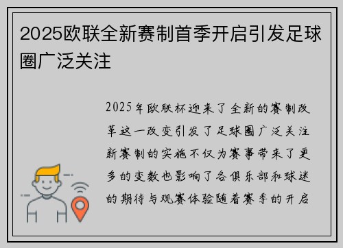 2025欧联全新赛制首季开启引发足球圈广泛关注